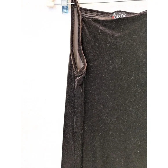 Helene Blake Women's Y2K Dark Brown Velvet Maxi Dress 90s Spaghetti Strap - Picture 4 of 8